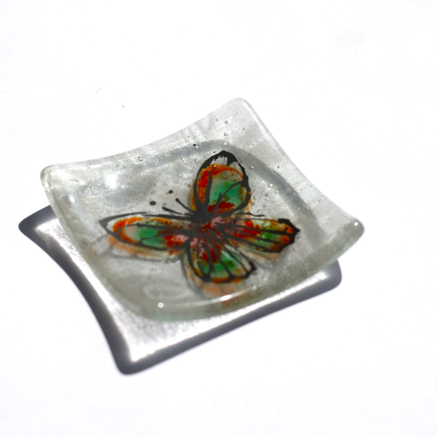 Butterfly Green ring dish
