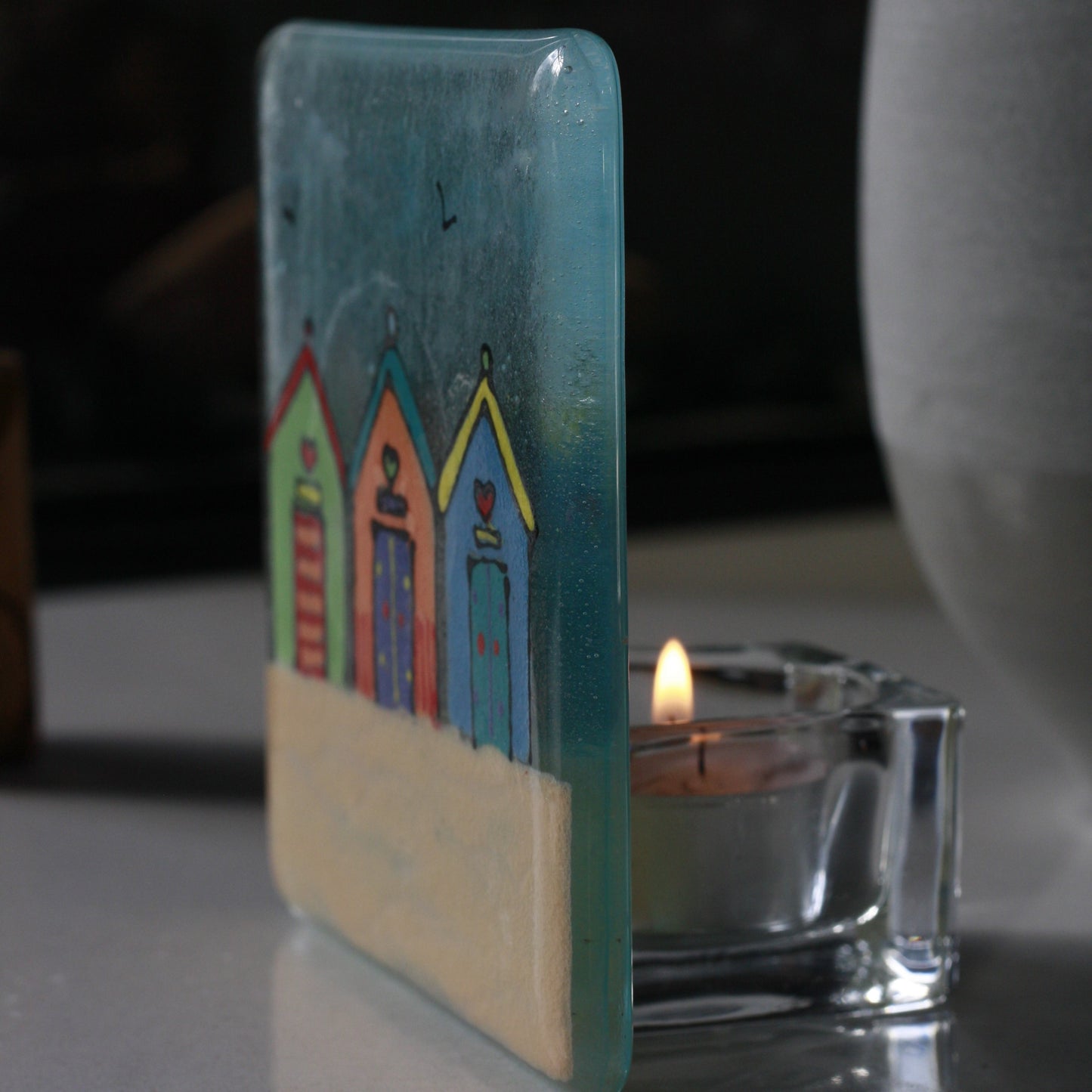 Beach hut candle holder